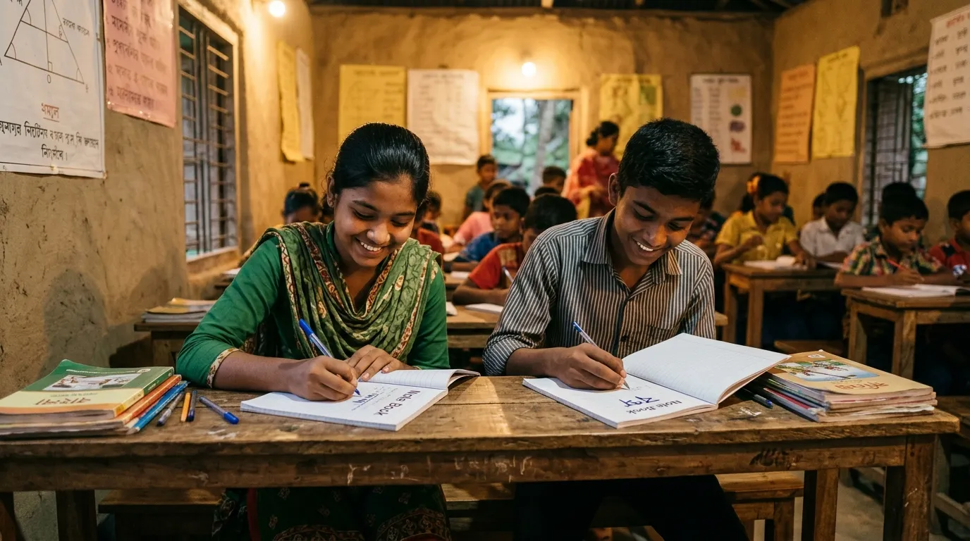 Previously out-of-school Bangladeshi youth studying happily